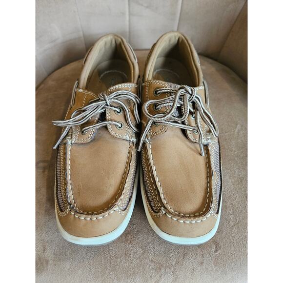 Thom McAn Men's Kellan 3 Lace Up Boat Shoes Brown Leather Size 9 - Picture 3 of 10